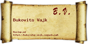 Bukovits Vajk névjegykártya